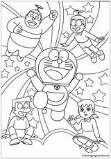 Doraemon Nobita Pages Friends Suneo Coloring Gian Shizuka His Along Coloringpagesonly Pages2color Color Online Printable 塗り絵 保存 sketch template