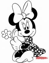 Minnie Coloring Mouse Pages Holding Flower Disney Book Funstuff Disneyclips sketch template