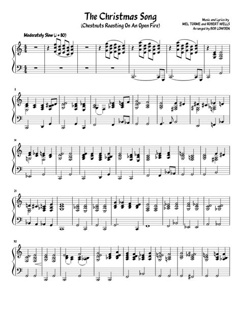 christmas song sheet   piano solo easy musescorecom