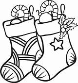 Coloring Christmas Stockings Kids sketch template