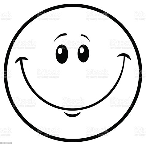 Black And White Smiley Face Cartoon Character Stock Illustration