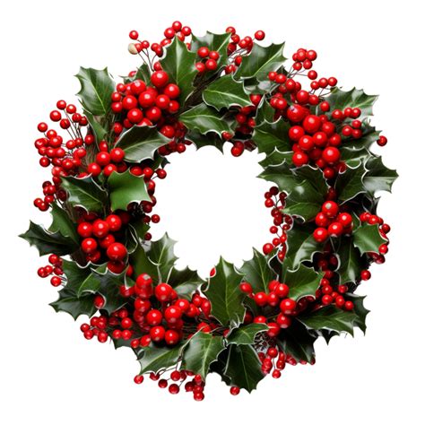 holiday decoration christmas holly berries wreath  branches ai