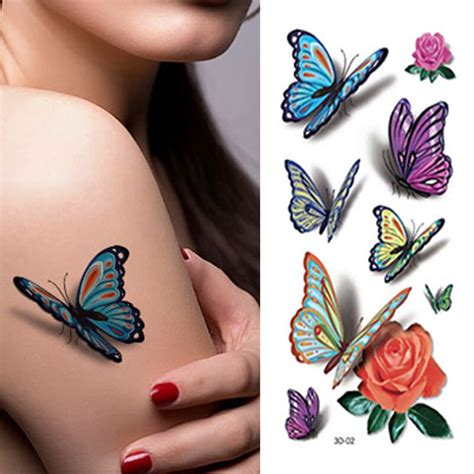 3d colorful butterfly tattoo sleeve waterproof temporary butterfly