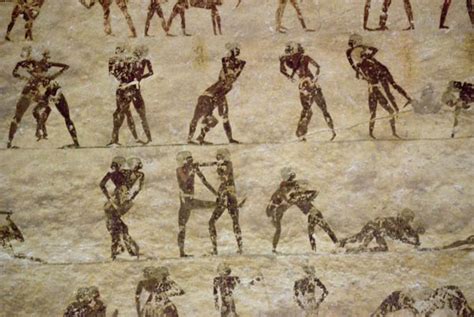 Wrestlers Detail From A Tomb Wall Paint Anonymous As