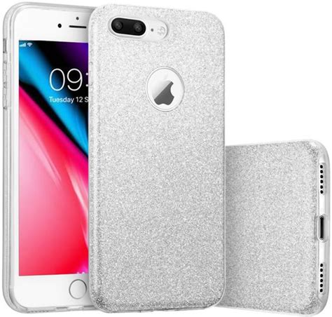 bolcom apple iphone   glitters hoesje zilver siliconen tpu