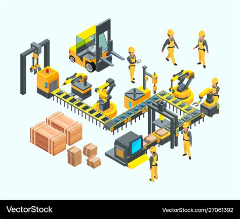 factory isometric industrial machinery production vector image