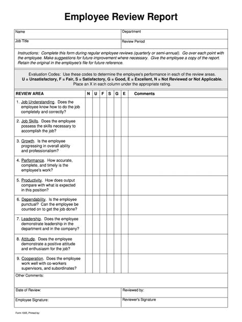 employee evaluation forms  printable