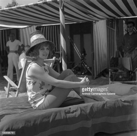 American Actress Carroll Baker Sitting On A Sunbed On The Beach