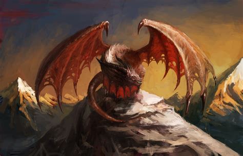 red dragon painting fantasy art digital art dragon hd wallpaper