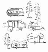 Camper Vintage Campers Embroidery Camping Clipart Coloring Patterns Trailers Pages Trailer Rv Retro Color Drawings Hand Pop Pattern Wordpress Designs sketch template