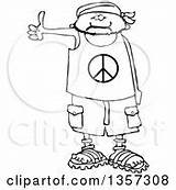 Peace Bandana Royalty Clipart Sandals Hitchhiker Shorts Wearing Male Shirt Cartoon Coloring Posters Prints Illustrations Thumbs Dennis Cox Hippie Vector sketch template