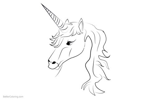 unicorn coloring pages simple head lineart  printable coloring pages