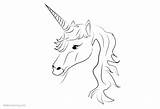 Unicorn Head Coloring Pages Lineart Simple Printable Kids sketch template