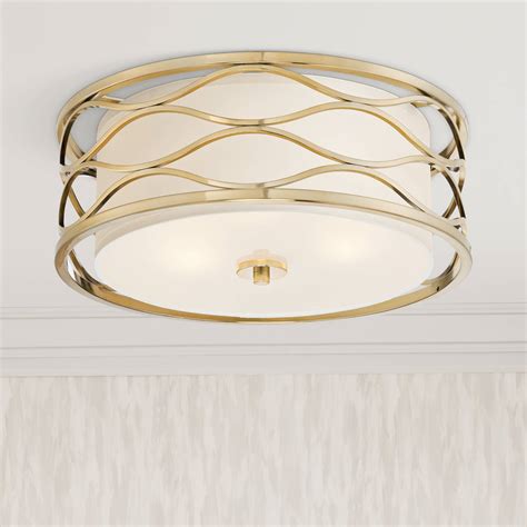 modern ceiling light flush mount fixture plated gold   bedroom