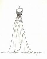 Dress Drawing Fashion Sketches Coloring Drawings Sketch Easy Designs Gown sketch template