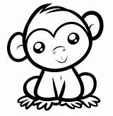 Coloring Animal Pages Cute Cartoon Print Animals Colouring Easy Drawing Template Monkey Kids Simple Jungle Printable Baby Drawings Templates Nose sketch template