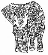 Elefante Mandala sketch template