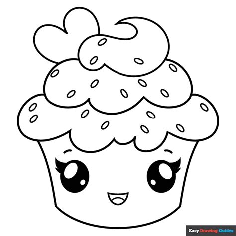 cute cupcake coloring page easy drawing guides