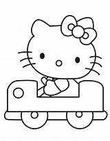 Coloring Kitty Hello Car Pages Driving Printable Sanrio Girl Birthday Cliparts Color Country Cartoon Kids Clip Clipart Print Drive Characters sketch template