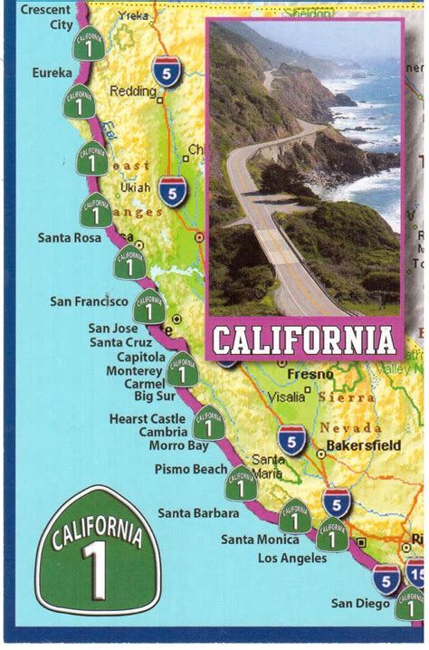 postcrossing   california map california coast santa cruz california