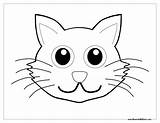 Cat Face Coloring Pages Printable Hat Ears Animal Head Kitten Faces Drawing Easy Outline Dog Clipart Template Print Color Elephant sketch template