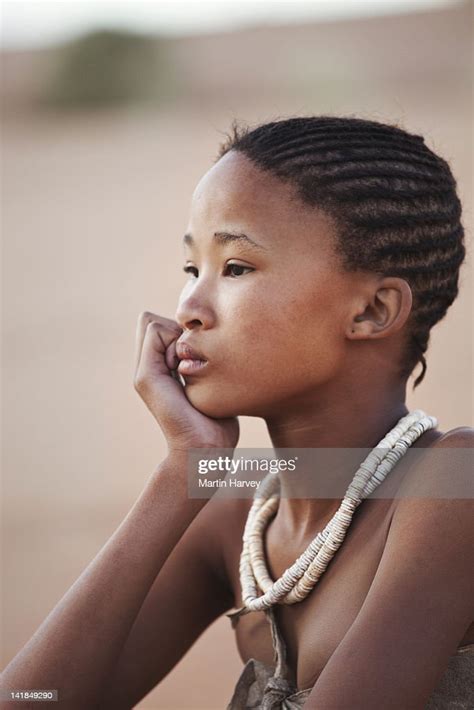 indigenous bushmansan girl of namibia image taken to raise awareness
