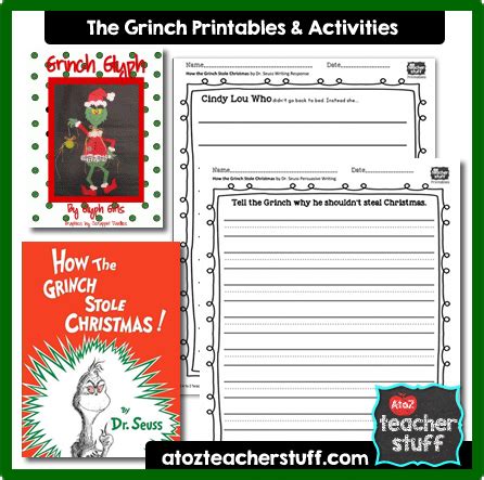grinch stole christmas lesson plans printables  activities
