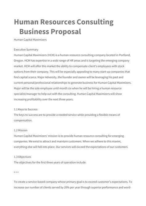hr consulting services proposal template