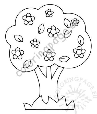 spring floral tree print coloring page