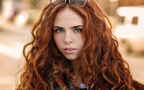 red hair freckles green eyes bare photo