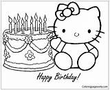 Hello Kitty Birthday Pages Happy Coloring Color Online sketch template