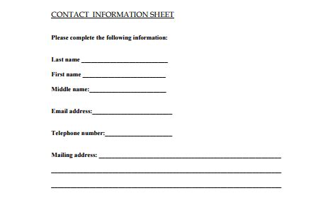contact info templates  sample templates