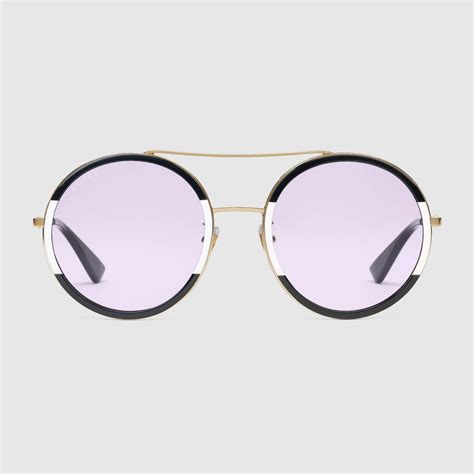 Gucci Round Frame Sunglasses In Metallic Lyst