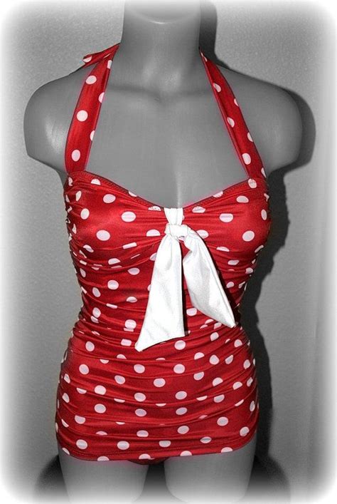 red polka dot retro swimsuit i m glad that these are becoming popular