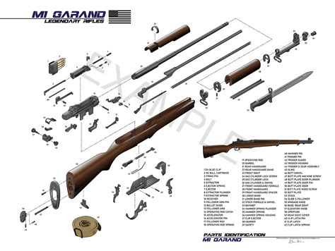 poster xus rifle  garand manual exploded parts diagram  day