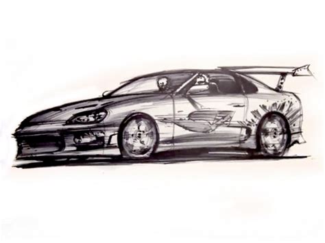 Tribute Sketch To Fast And Furious Actor Paul Walker Car