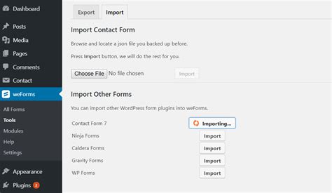 import forms from contact form 7 wedevs