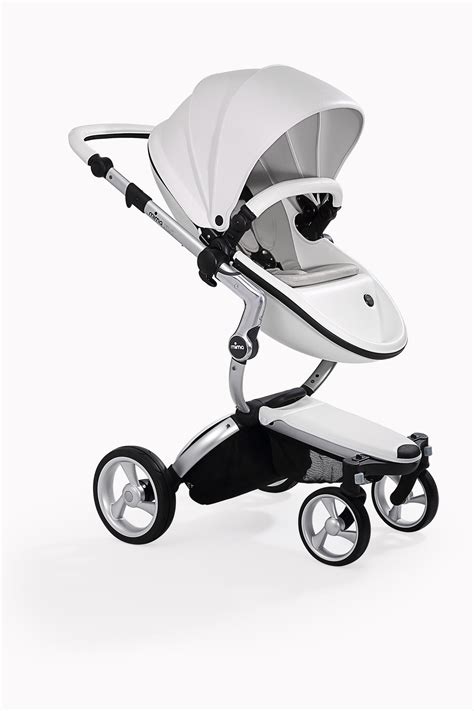 white xari  silver chassis   double strollers baby strollers mima xari stroller