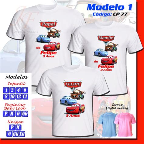 kit  camisetas personalizadas macqueen filme carros  elo sgbrindes
