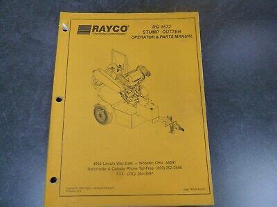 rayco rg  stump cutter parts catalog owner operator maintenance manual ebay