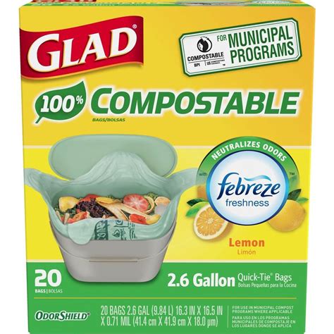 glad  gal compostable lemon odor shield trash bags   home depot