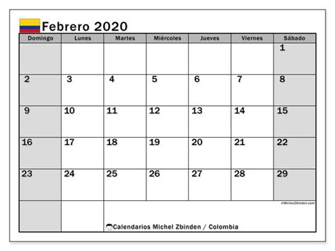 calendario febrero colombia michel zbinden es