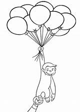 Curious George Coloring Balloons Holding Pages Balloon Drawing Lot Face Elephant Birthday Bengals Printable Cincinnati Color Print Halloween Netart Getdrawings sketch template