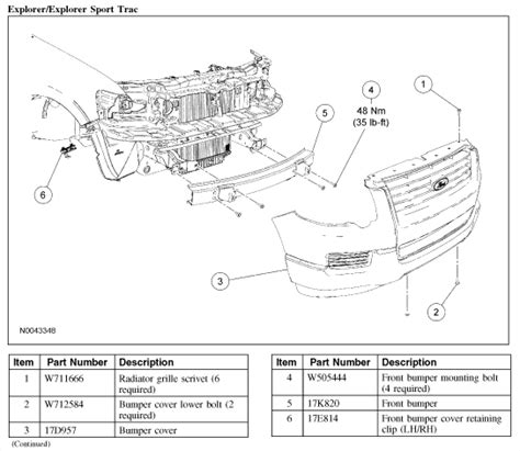 complete detailed front body diagram  ford explorer sport trace  model  show
