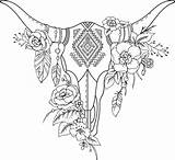 Skull Bull Flowers Clip Print Bohemian Svg sketch template