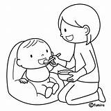 Baby Coloring Pages Feeding Mother Holding Template Para Colorear Mama Mom Drawing Imagenes Imagen Kids Bebe Comer Alimentandose Dando Color sketch template