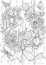 Autumn Wreath Coloring Pages Adults Adult Printable Favoreads Fall Colouring Sheets Books Flower Club Etsy Book Choose Board Garden Nature sketch template