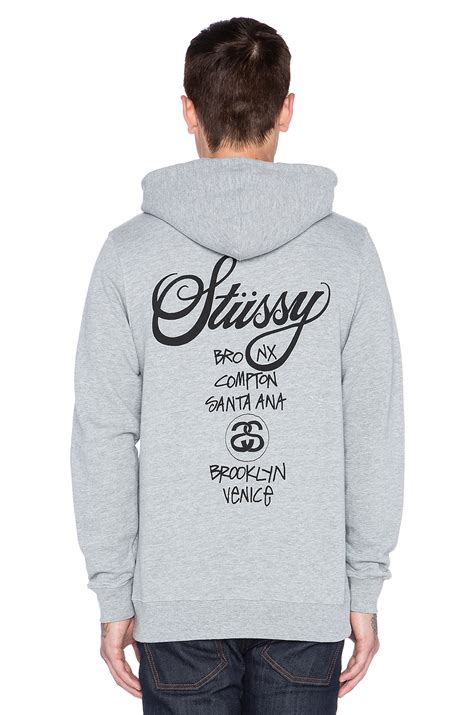 lyst stussy world tour hoodie in gray for men