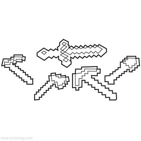 minecraft sword coloring pages  minecraft weapons xcoloringscom