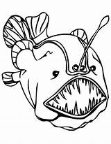 Coloring Sea Fish Pages Deep Angler Monster Creatures Teeth Color Printable Anglerfish Enormous Soccer Ocean Colouring Colour Viper Merman Animal sketch template